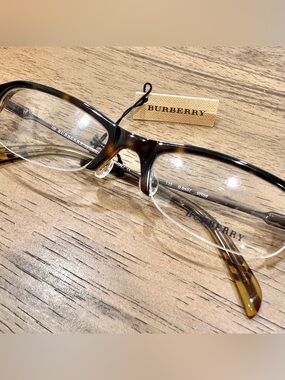 Burberry Brown Tortoiseshell Rectangular Eyeglass Frames